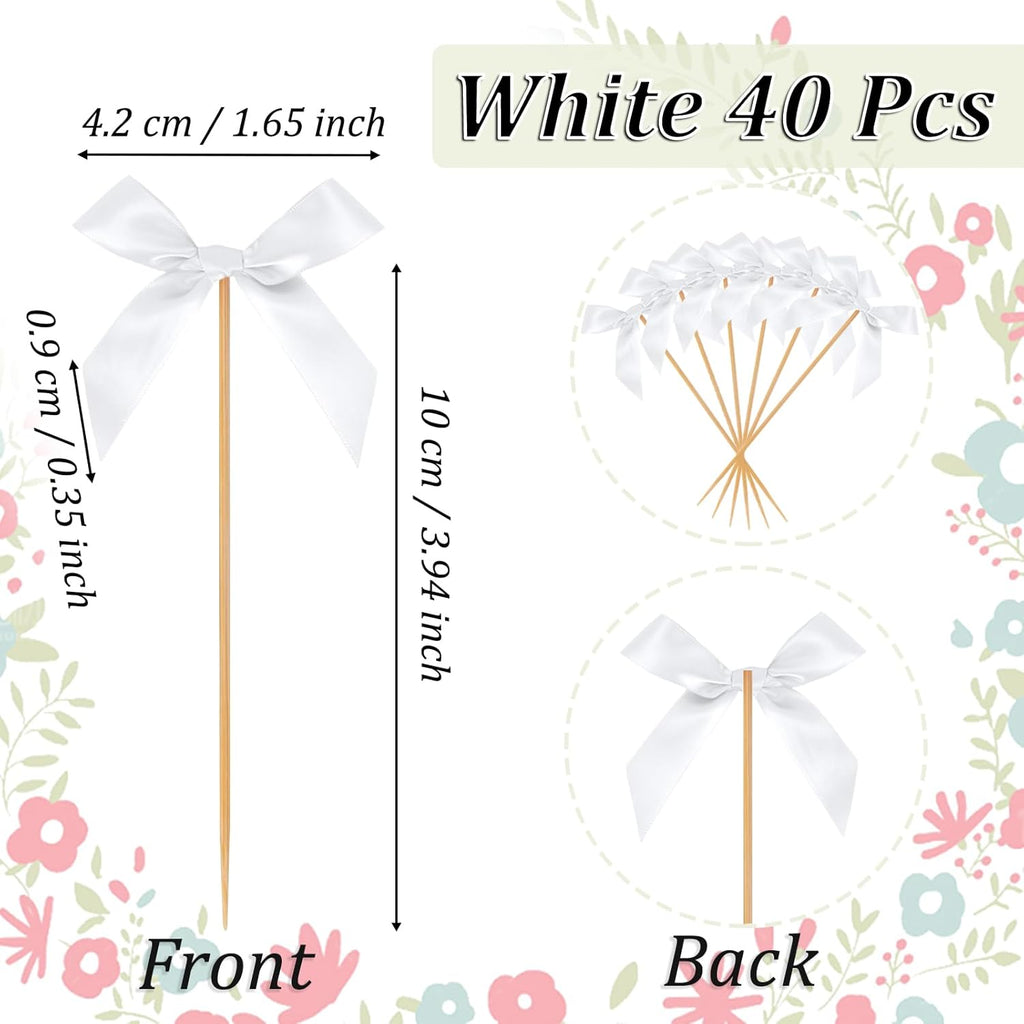 Black Bow Cupcake Toppers, 40 Pcs Bow Cake Topper Birthday Decorations Bowknot Cupcake Picks for Coquette Theme Party Decoration Bachelorette Bridal Engagement Wedding Baby Shower Party Decor