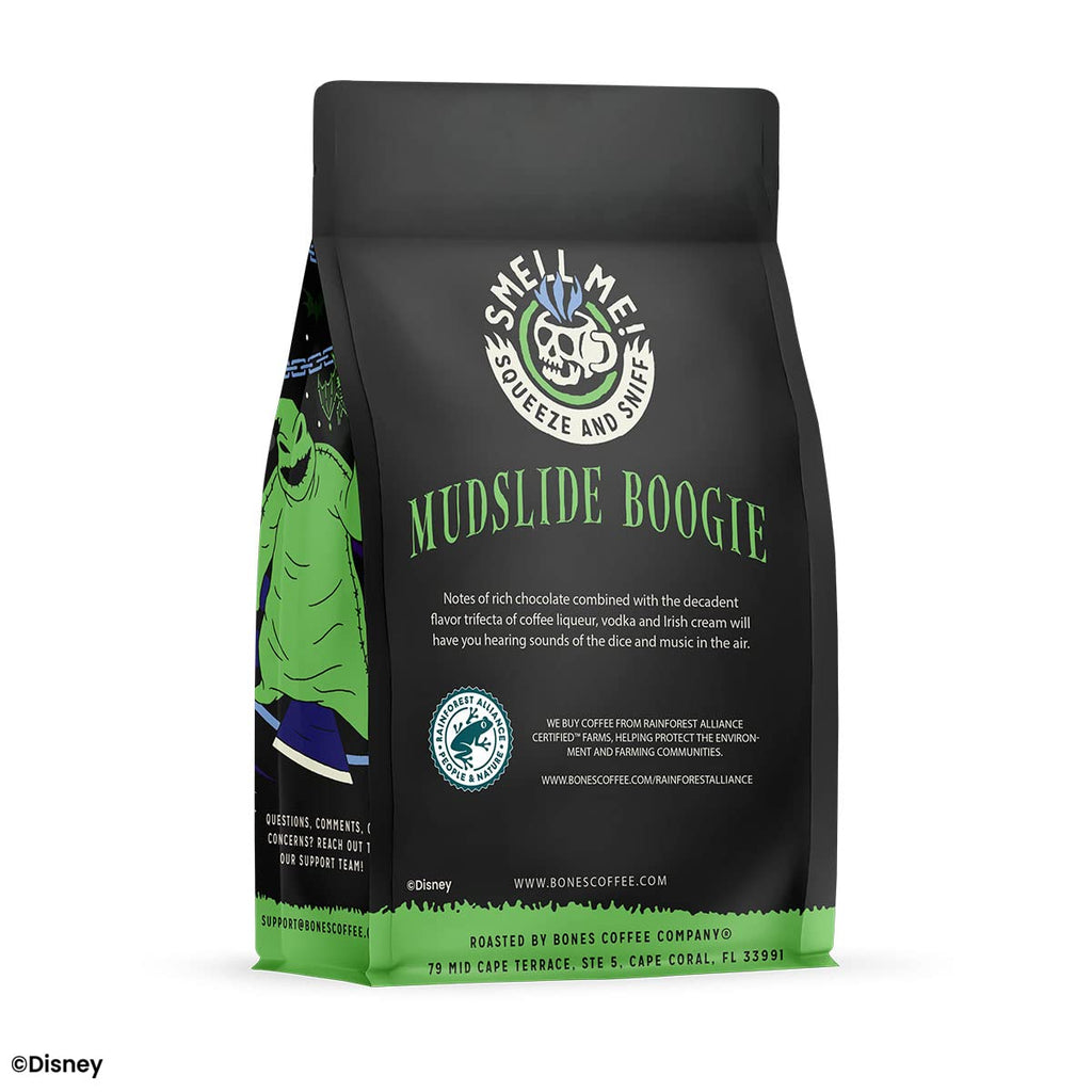 Bones Coffee Company The Nightmare Before Christmas Mudslide Boogie Flavored Coffee Beans, Medium Roast Ground Coffee Low Acid, Chocolate Mudslide Flavor (12 oz)