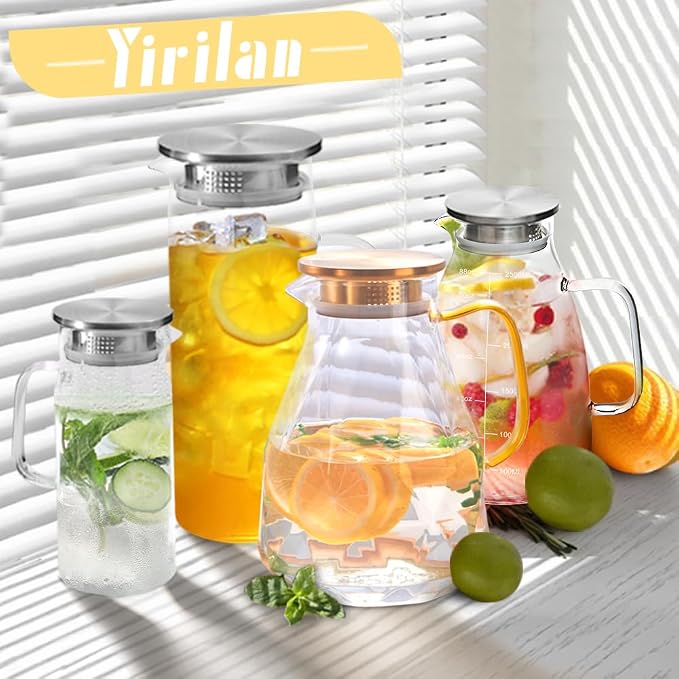Yirilan Glass Pitcher, 2.2 Liter Water Pitcher - Image 8
