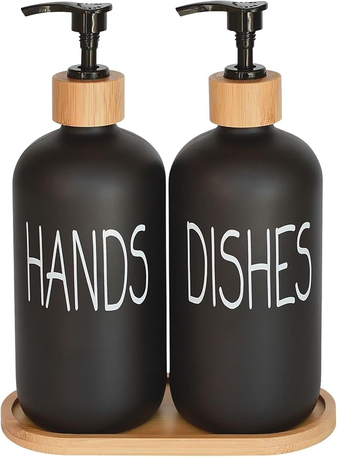 Glass Soap Dispenser Set. Hand and Dish by DIDROOM