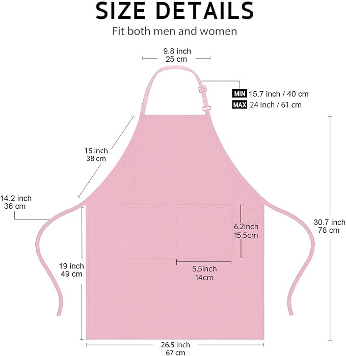 4 Packs Chef Apron with 2 Pockets, Waterproof Adjustable Apron - Image 6