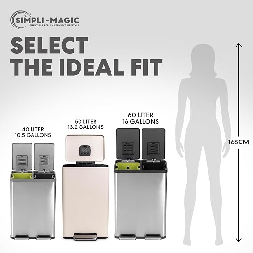 Simpli-Magic 50 Liter / 13.2 Gallon Soft-Close, Smudge Resistant Trash Can - Image 4