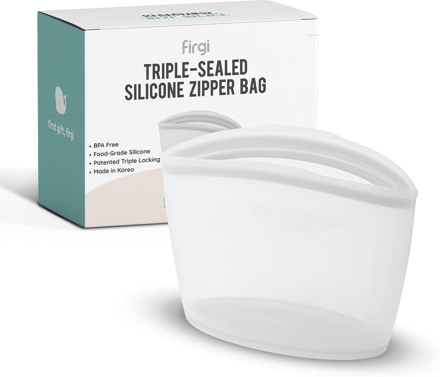 Reusable Silicone Food Storage Bags 3.6Cup (29oz), Airtight food Storage Containers Food Grade Silicone Snack Bags, BPA Free Food Storage Container, Microwave Safe, Sous Vide Container, White