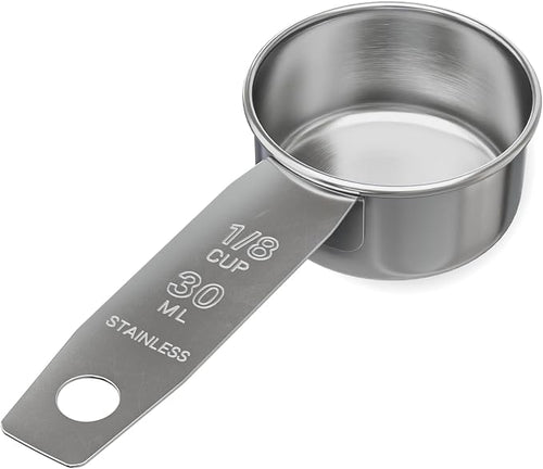 1/8 Cup Stainless Steel Measuring Cup | Sturdy Metal 30 ml | 30 cc | 1 oz | by Knupp+Co.