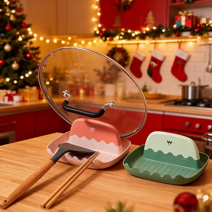 2 Pack Lid and Spoon Rest for Kitchen Counter, Cooking Ladle/Spatula/Spoon - Image 2