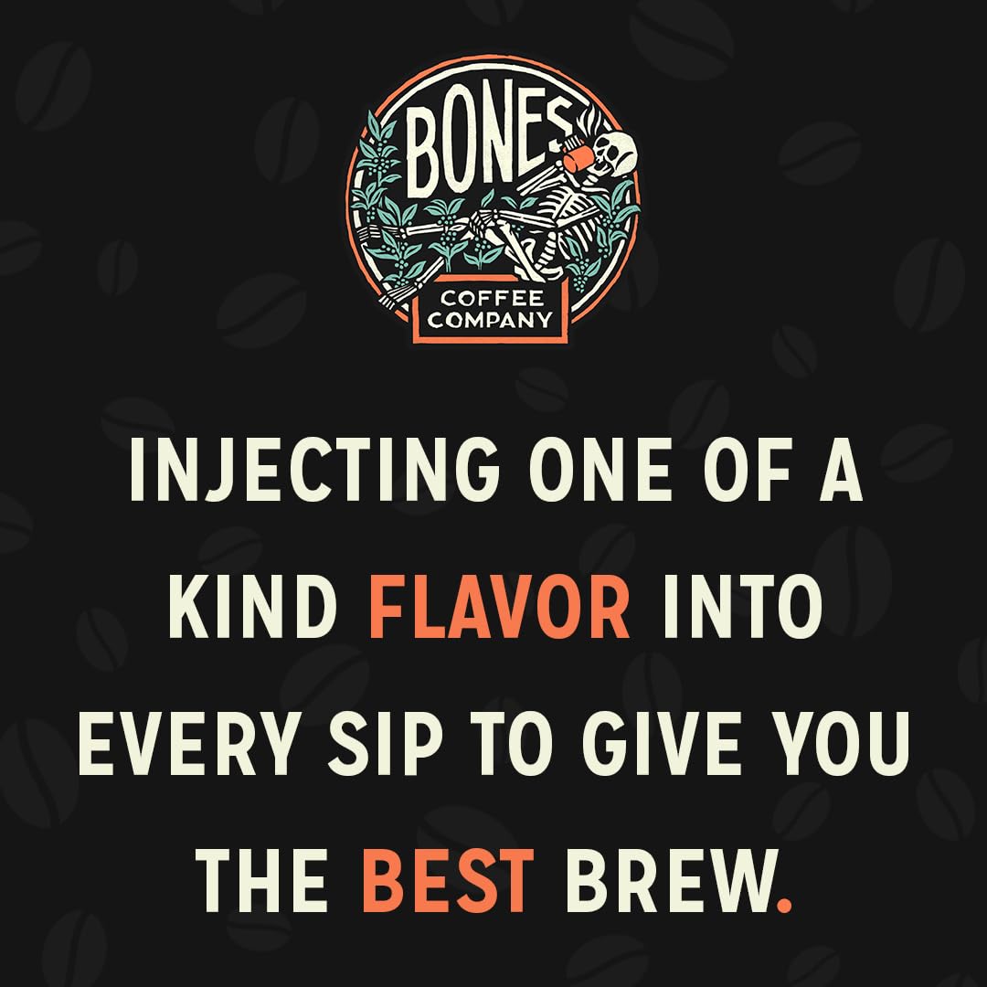 Bones Coffee Company Frankenbones Chocolate and Hazelnut Flavored Coffee, Medium Roast Low Acid Arabica Beans Compatible with Auto drip and French Press Coffee Maker, 12 Oz Whole Bean