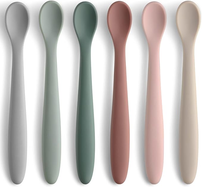 6-Piece Silicone Baby Feeding Spoons, First Stage Infant Spoons, Soft-Tip Easy by NETANY