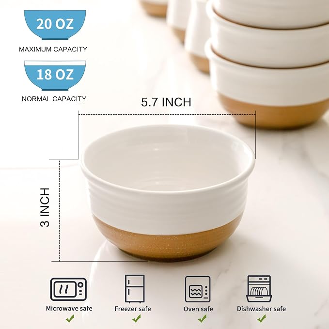 HASENSE Ceramic Cereal Bowls, 20 OZ Soup Bowls - Image 3