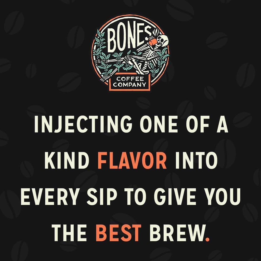 Bones Coffee Company Cherry Ice Cream Flavored Coffee, Medium Roast Low Acid Arabica Beans Compatible with Auto drip and French Press Coffee Maker, 12 Oz Ground