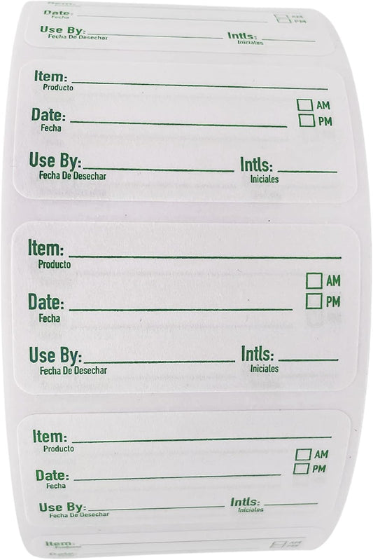 2x1 Dissolvable Food Labels, 1000 Label Stickers, Bottle Labels for Storage Bins, Sticker Labels for Food containers (1000, Green)