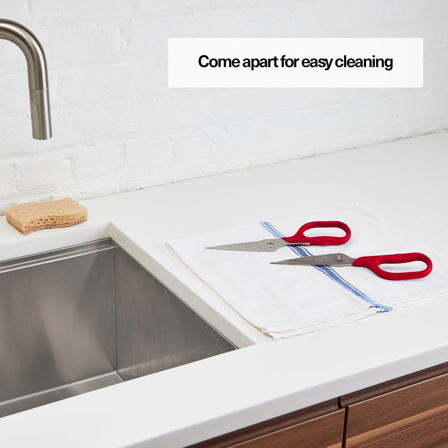 Misen Heavy Duty Kitchen Shears - Versatile Scissors for Meat, Poultry & More - Easy Clean, Professional Grade - Ambidextrous Comfort Handle - Red