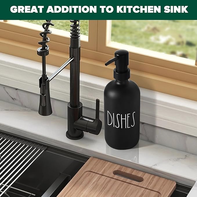 VIMERPA Dish Soap Dispenser, Matte Black Soap Dispenser - Image 4