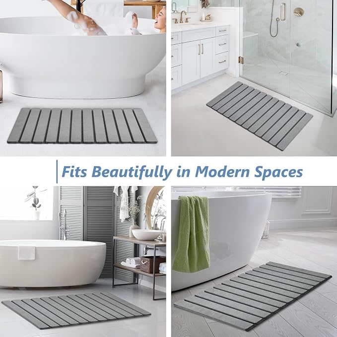AWW Foldable Stone Bath Mat, Quick Dry Diatomaceous Earth Bath Mat - Image 6
