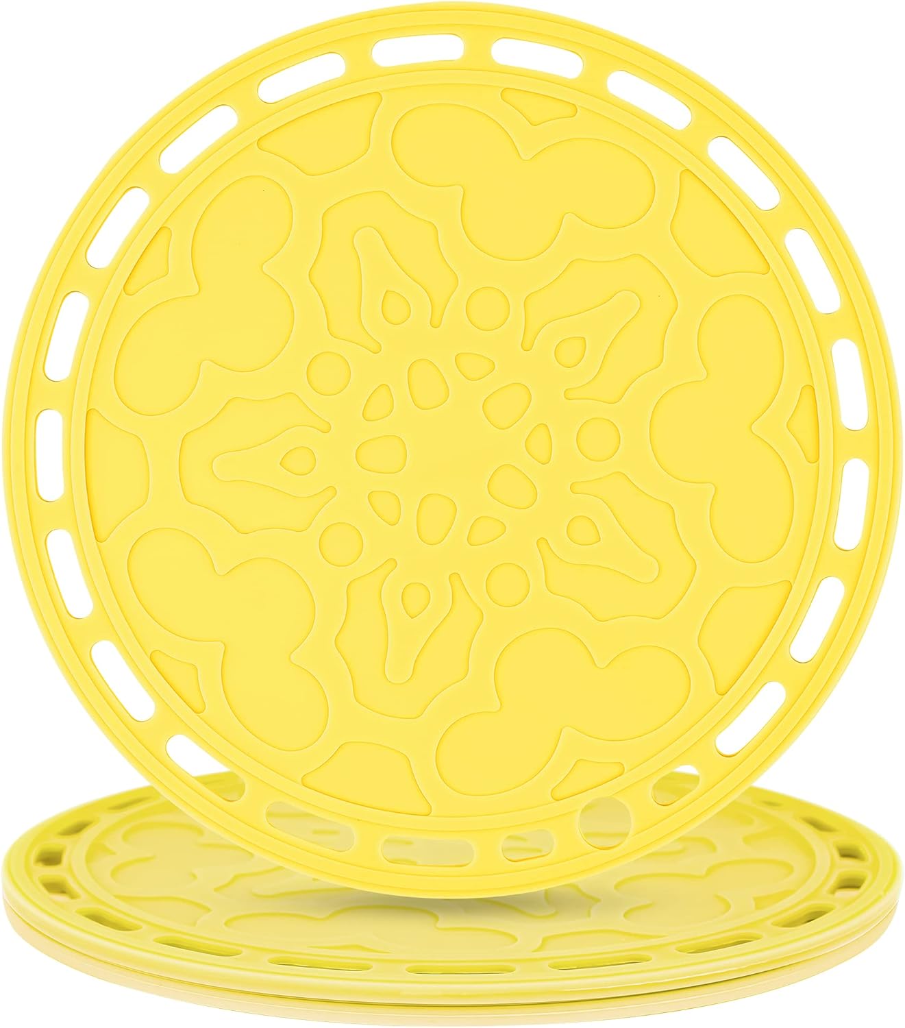 Smithcraft Silicone Trivets Mats Big Round Silicone PotHolder Hot Pads and Trivets for Hot Dishes and Hot Pots Holder, Hot Mats for Countertops, Tables, Spoon Rest Set of 3 Color Yellow