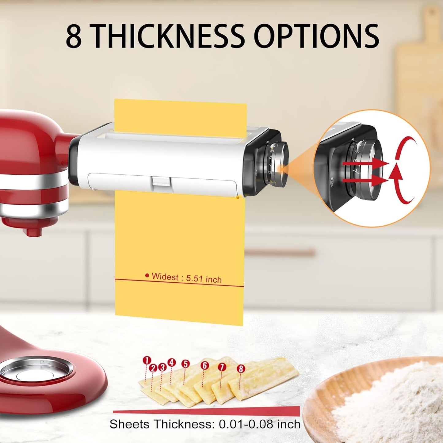 Pasta Maker Attachment for All Kitchenaid Mixers, Noodle Maker Kitchen Aid Mixer Accessories 3 In 1 Including Dough Roller Spaghetti Fettuccine Cutter - Homemade Fresh Pasta Easily!