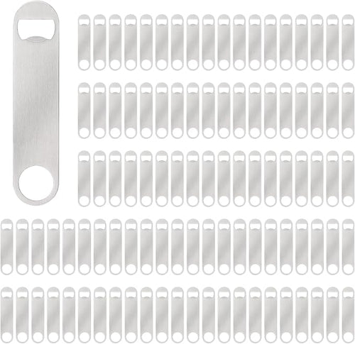 100 Pack Flat Beer Bottle Opener 7 inch Stainless Steel Flat Bottle Opener Beer by Yugada