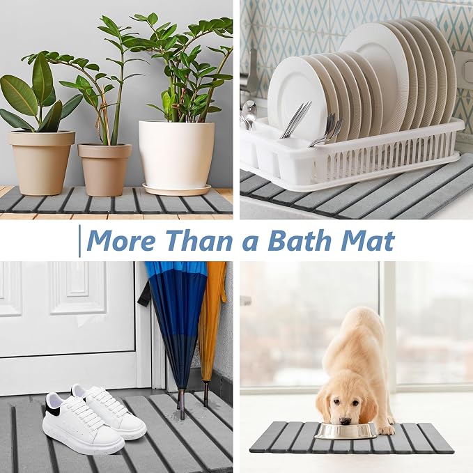 AWW Foldable Stone Bath Mat, Super Absorbent Diatomaceous Earth Mats, Non-Slip - Image 7