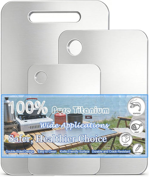 100% Pure Titanium Cutting Board Set of 3, Double-Sided Titanium Cutting Boards by Unknown