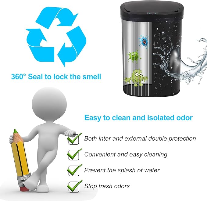 Bigacc Kitchen Trash Can | Stainless Steel 13 Gallon Trash Can | 50L Touch Free - Image 4