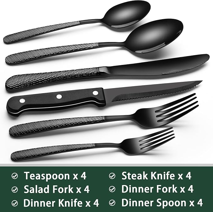 EWFEN 24-Piece Black Silverware Set - Image 2