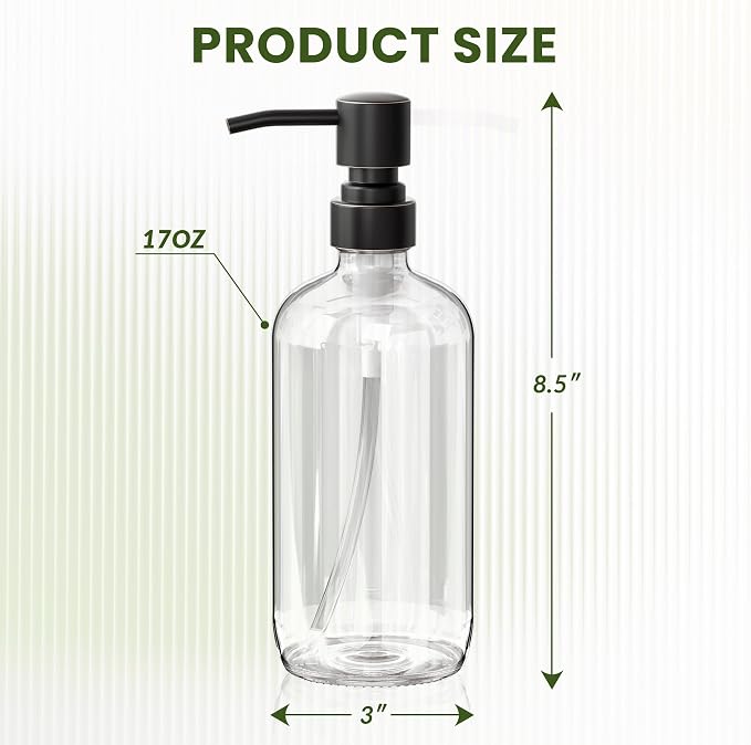 AmazerBath Glass Soap Dispenser, 17 Oz Bathroom Hand Soap Dispenser Bottle - Image 5