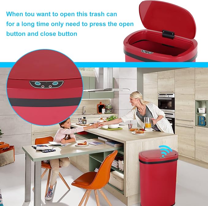Bigacc 13 Gallon 50L Touch Free Automatic Stainless Steel Trash Can Garbage Can - Image 6