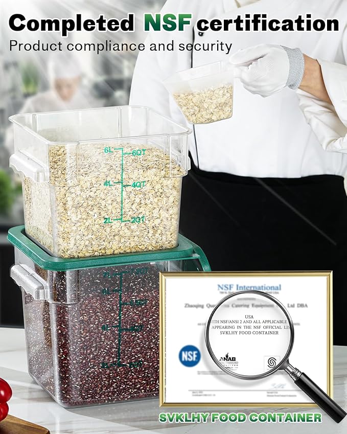 4QT NSF Food Storage Containers: 8 PCS Commercial Clear Food Storage Containers - Image 3
