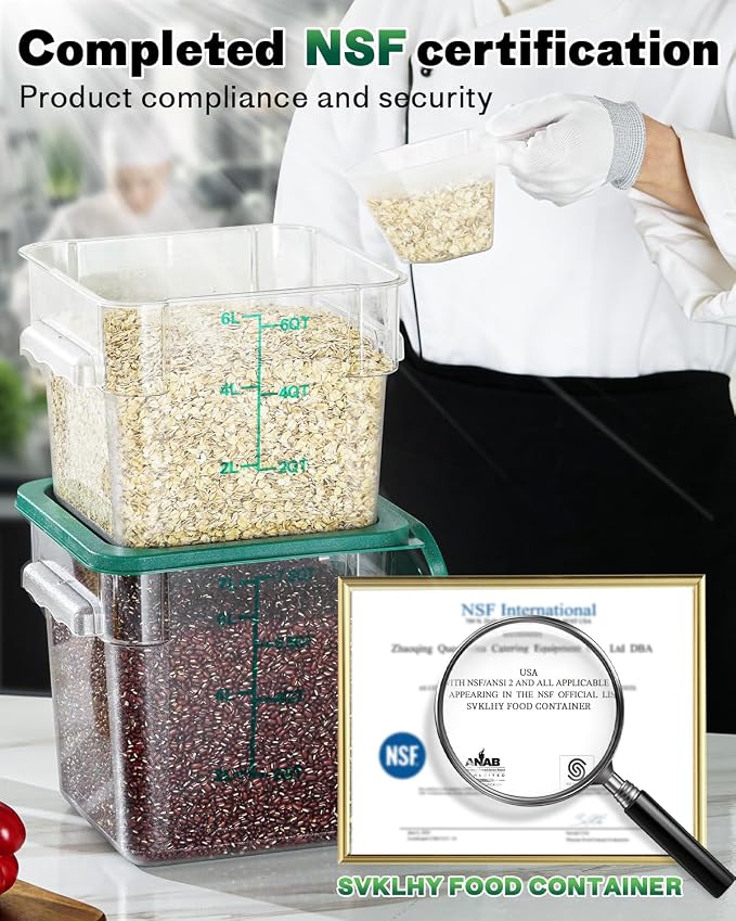 2QT4QT NSF Food Storage Containers: 6PCS Commercial Clear Food Storage - Image 3