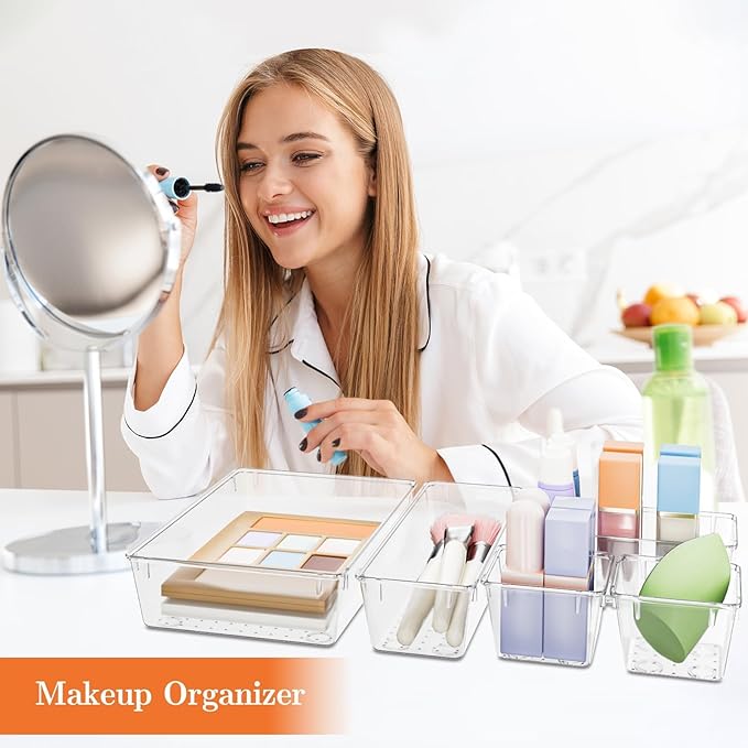SpaceHacks 25 PCS Plastic Drawer Organizer Set, 4-Size Versatile Organizer - Image 5