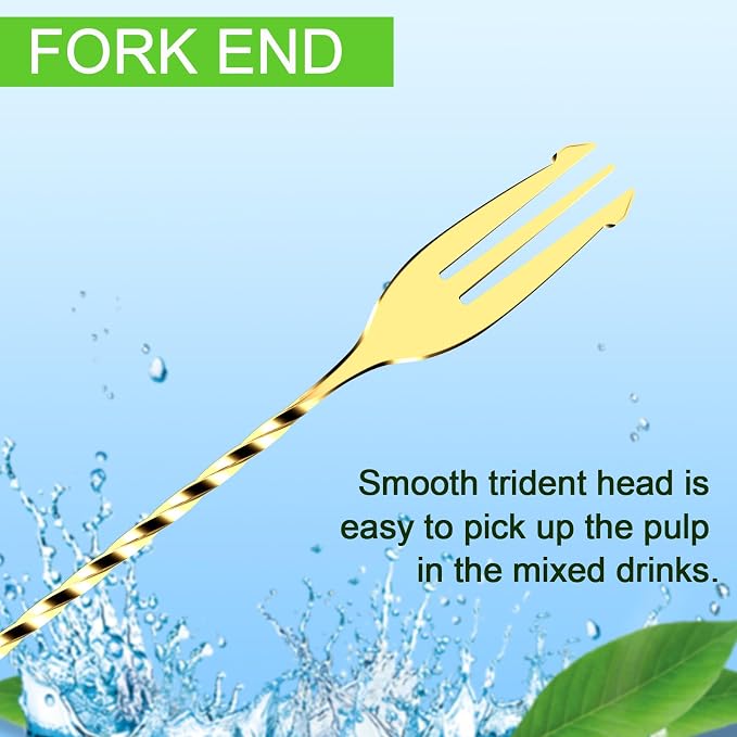 BRIOUT 2 Pcs Bar Spoon, 12 Inches Long Handle Drink Stirrer, Stainless Steel - Image 5