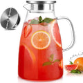Glass Pitcher with Lid, 1 Gallon 128oz Water Pitcher with Handle and Spout by Potdoctor