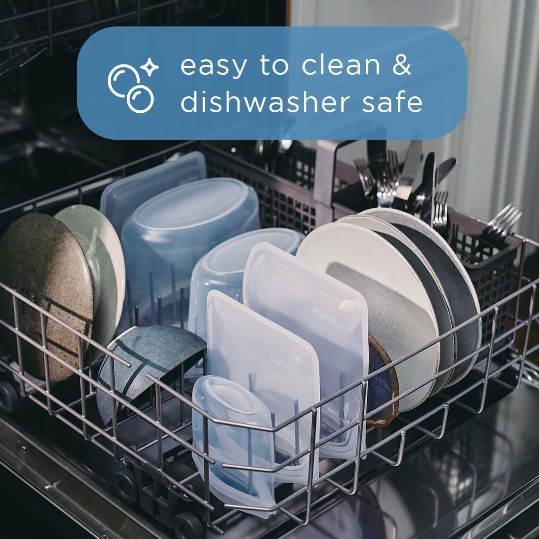 Stasher Premium Silicone Reusable Food Storage Sandwich Bag, Clear, Microwave, Sous Vide, Dishwasher, Oven and Freezer Safe, BPA Free, Leak-free, Eco-friendly, 28 Oz (Pack of 2)