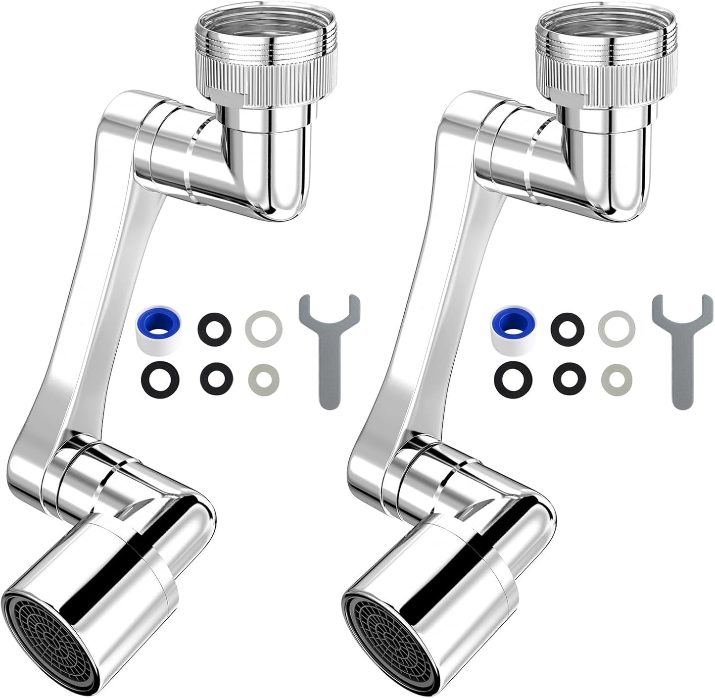 1080° Swivel Faucet Extender, Heavy Duty Rotating Sink Extension, Universal Swivel Multifunctional Robotic Arm, Rotating Splash Filter Extension Faucet Aerator for Kitchen Bathroom-2 Pcs