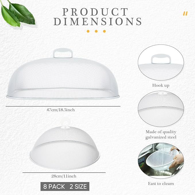 Hicarer 8 Pcs Metal Mesh Screen Food Cover - Image 2