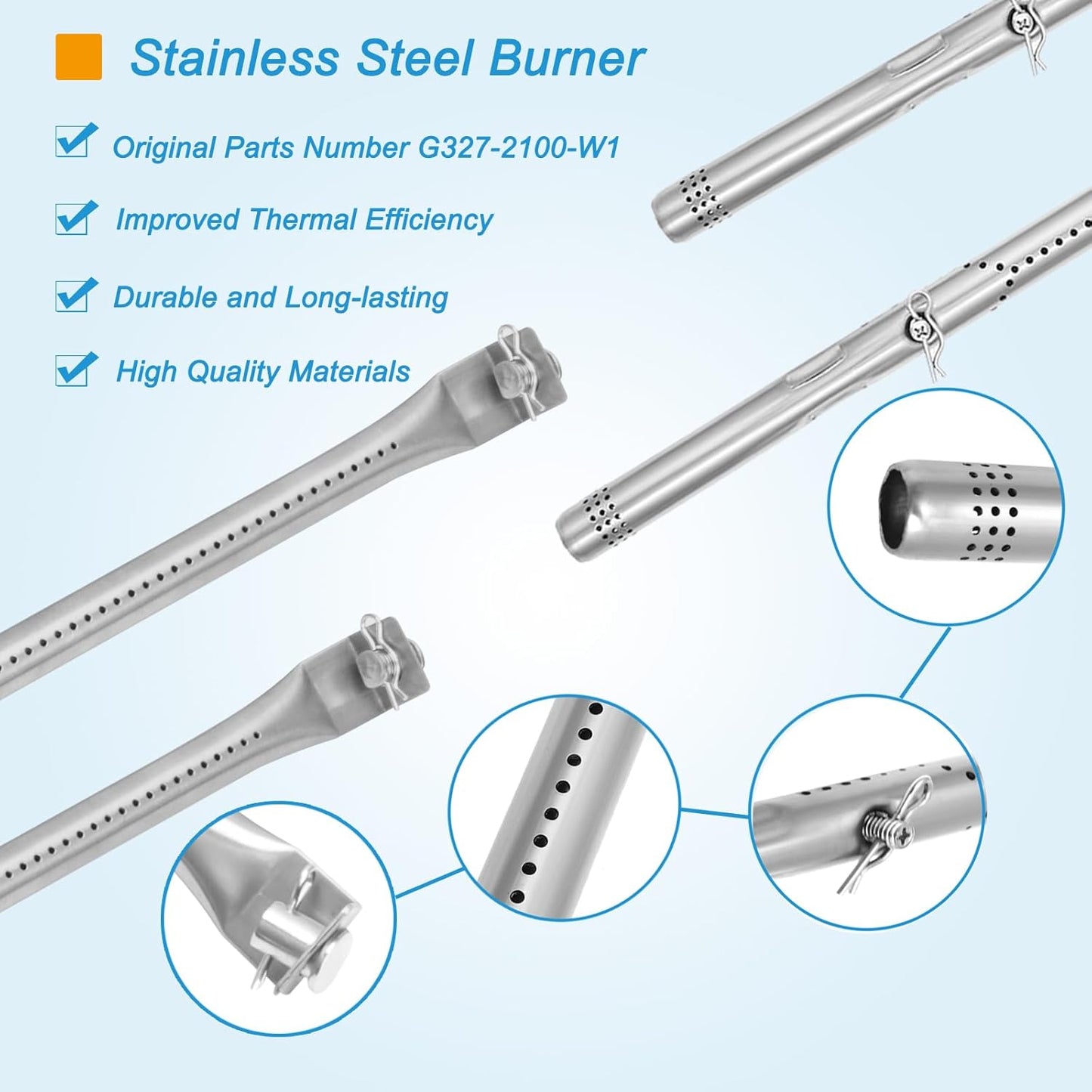 Grill Parts for Charbroil Performance 5 Burner 463448021 463449021 463450022 463451022 463455021, 17 inch Cooking Grate, Burner and Heat Plate for Charbroil Grill Replacement Parts