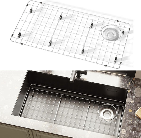 Sink Protectors for Kitchen Sink, Sink Rack for Bottom of Sink, Metal Sink Rack, Kitchen Sink Gird, Bottom Basin Rack, Stainless Steel, 28 1/4" * 14 1/4"