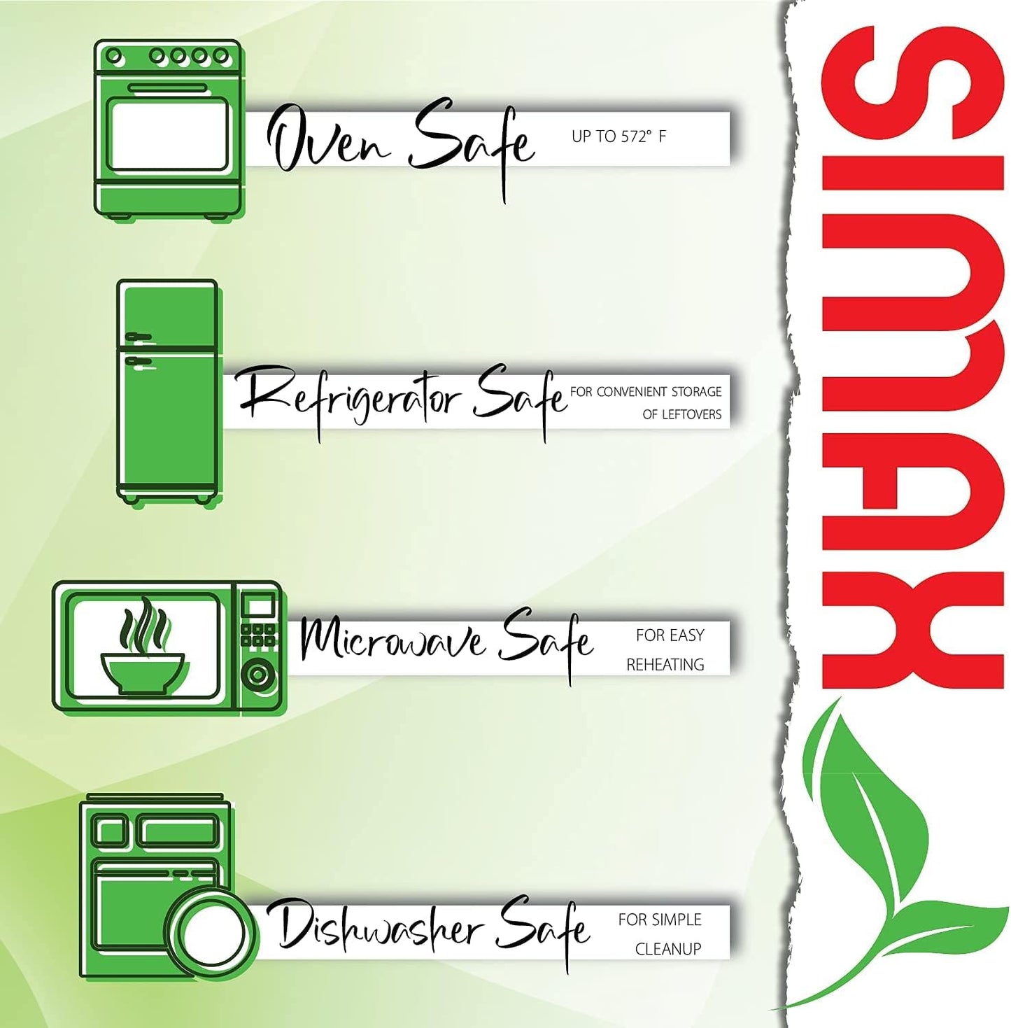 Simax Casserole Dish with Lid, Glass Casserole Dish, Holds 48 Oz (1.5 Quarts), Oven to Table Serving Dish, Microwave, Dishwasher, and Oven Safe Cookware