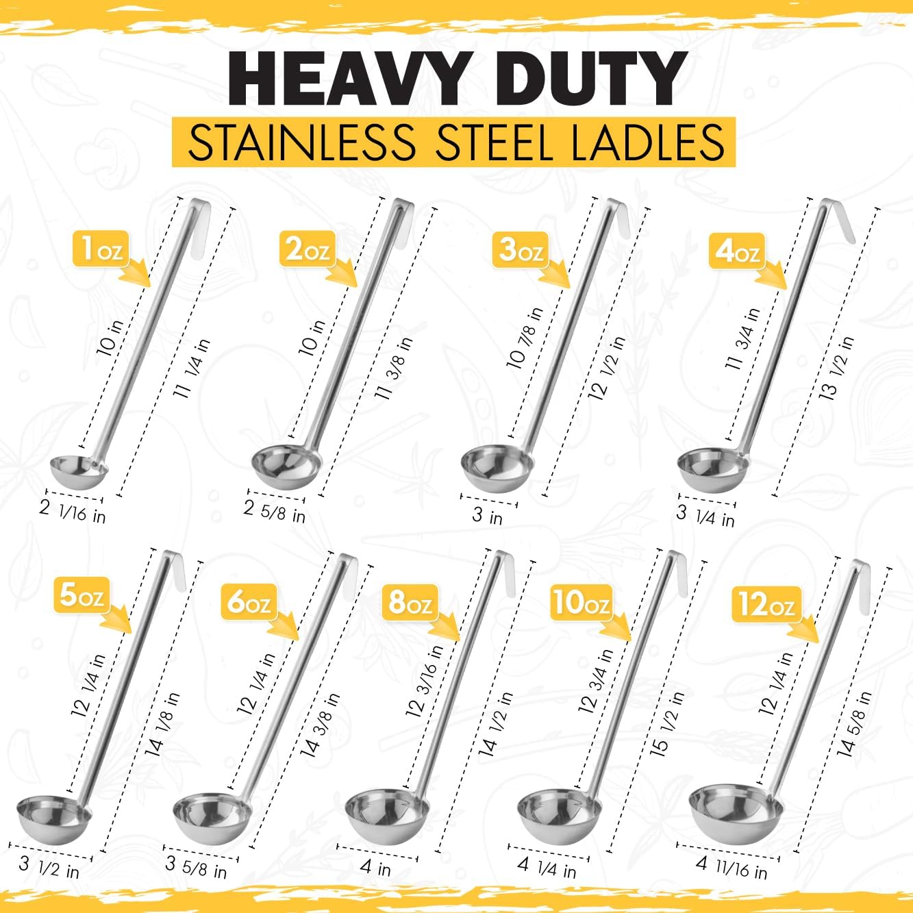 Ladle - Durable Stainless Steel Ladle Serving Measuring Soup Dressing Sauce Gravy Sturdy Dependable Long Handle for Kitchen (1, 4 Oz.)