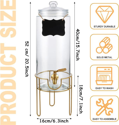 1.5 Gallon Drink dispenser, Glass Beverage Dispenser - Image 2
