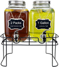 1 Gallon Glass Drink Dispenser for Parties, 2 Packs Juice Lemonade Ice Tea by HENABLE