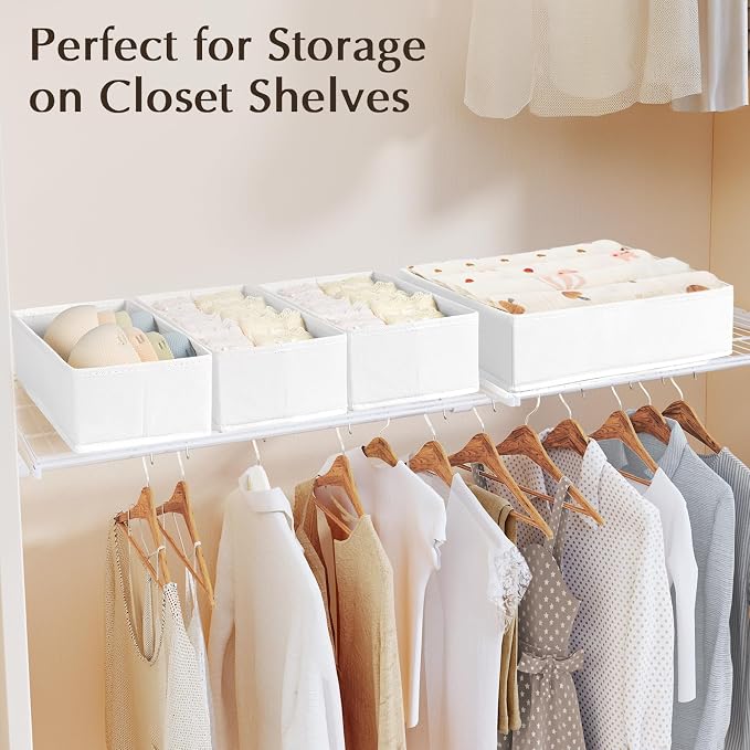 DIMJ Drawer Organizers Clothes, Fabric Closet Organizers and Storage, Shallow - Image 5
