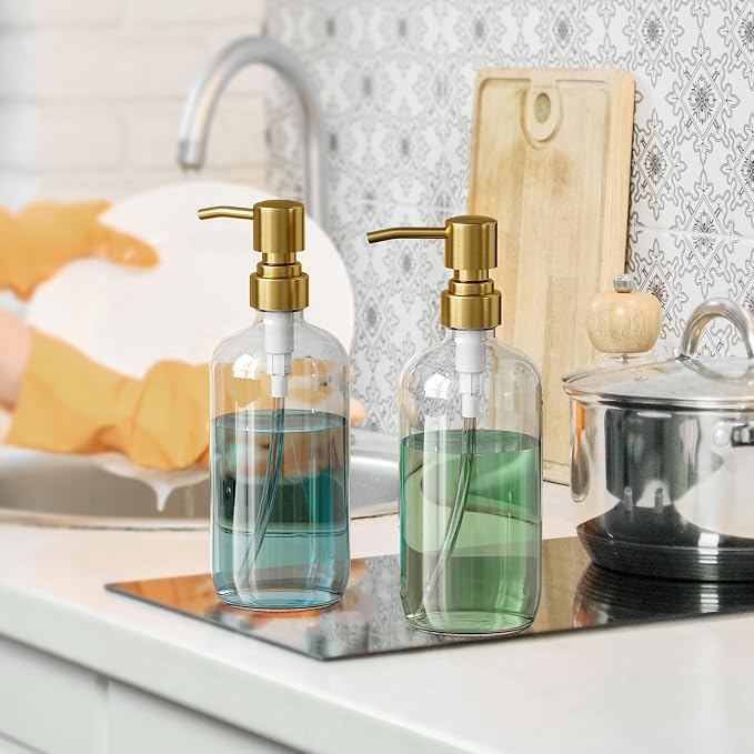 AmazerBath Soap Dispenser, 2 Pack Glass Soap Dispenser - Image 6