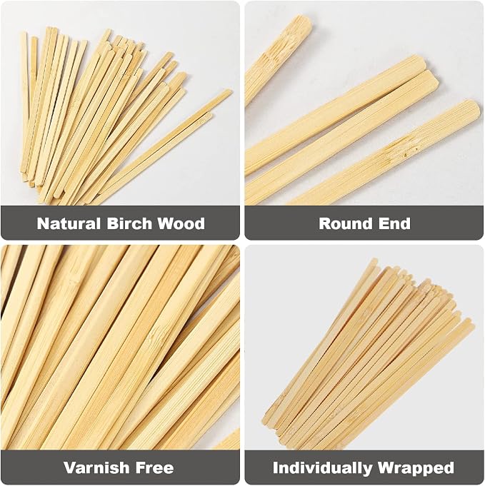 100pcs Wood Coffee Stirrer Sticks, 5.5 Inch Wooden Swizzle Stick Beverage Mixer - Image 3