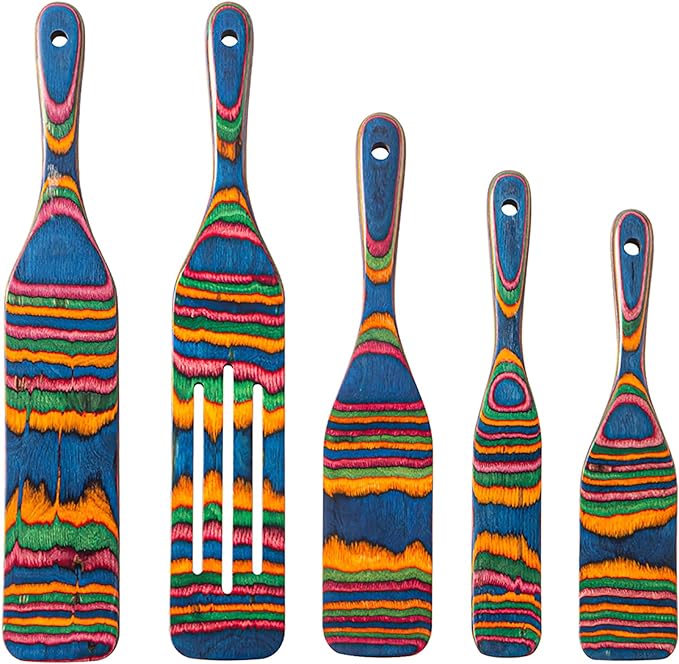 Pakkawood Spurtle Set, Gudamaye 5 Pcs Pakkawood Kitchen Utensils, Wooden Spoons by Gudamaye-WoodenUtensilsSets