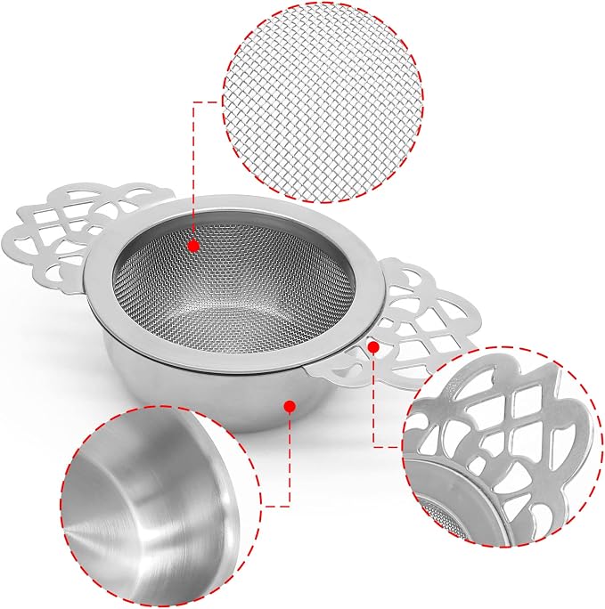 Bonsicoky 4 Pack Tea Strainer Bowl, Stainless Steel Loose Leaf Tea Filter - Image 3