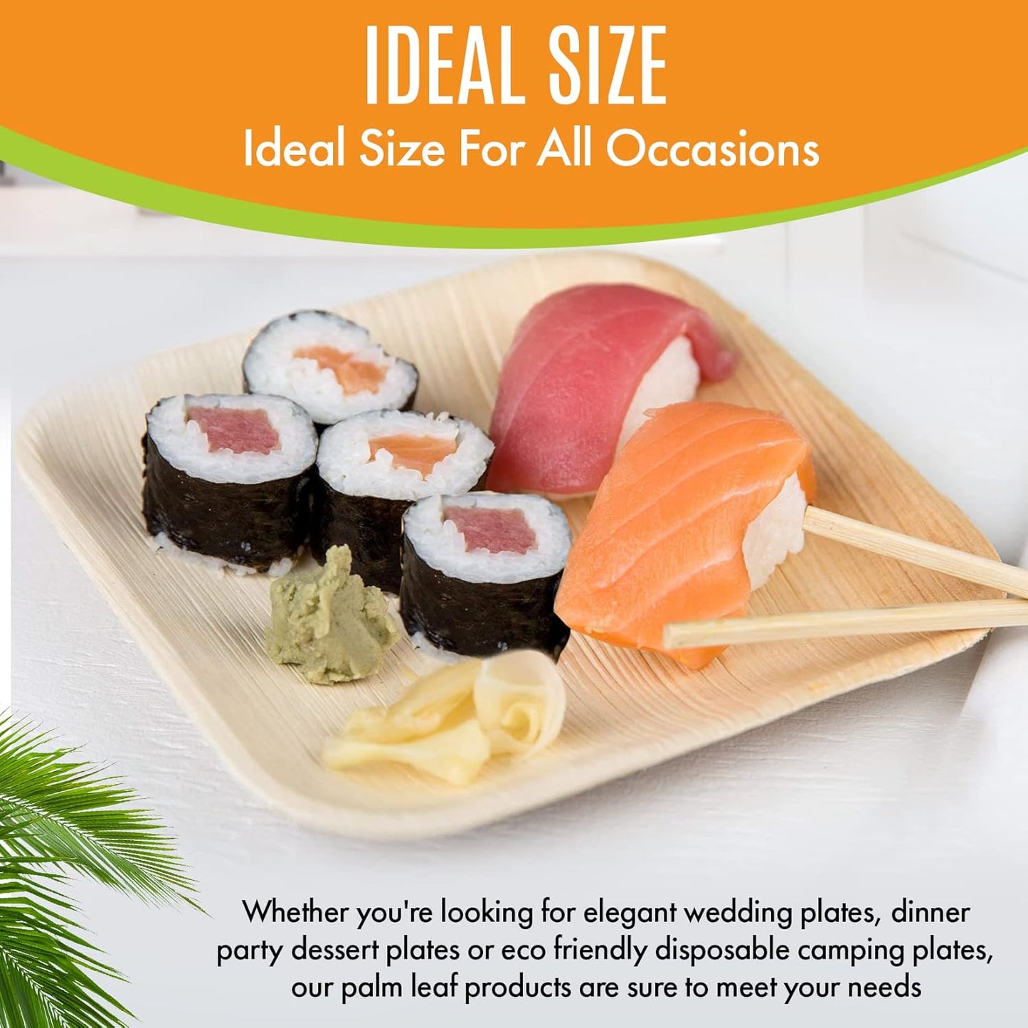 Raj Palm Leaf Bulk Plates like Bamboo plates Disposable, Decorative Compostable Tableware for wedding, Lunch, Dinner, Birthday, Camping, Outdoor (6" 400 | 5 Cases I 2000 Pack))