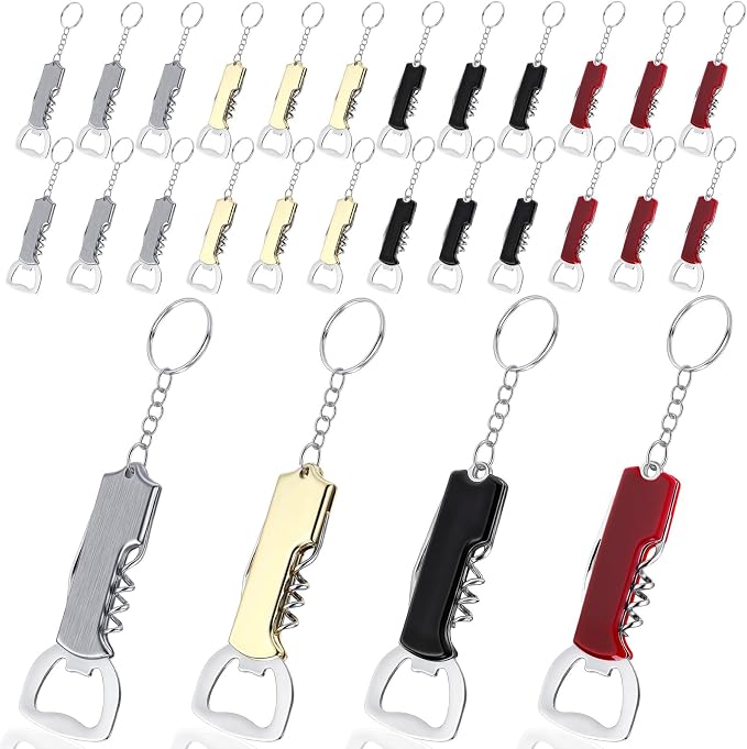 Ziliny 24 Pcs Bottle Opener Keychain Bulk Wine Bottle Beer Opener Keychain by Ziliny