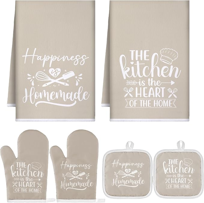 Sratte 6 Pcs Kitchen Decor Accessories Set Farmhouse Towels Pot Holders Oven by Sratte