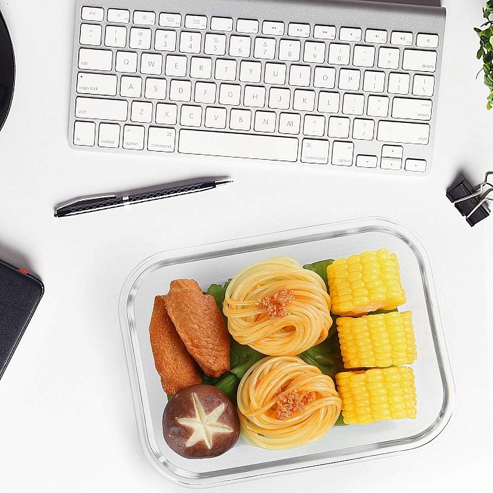 M MCIRCO [10-Pack,22 Oz Glass Meal Prep Containers,Glass Food Storage Containers with lids,Glass Lunch Containers,Microwave, Oven, Freezer and Dishwasher, Green