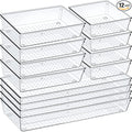 12 Pack Clear Plastic Drawer Organizer Set, Acrylic Non Slip Non Cracking by Criusia